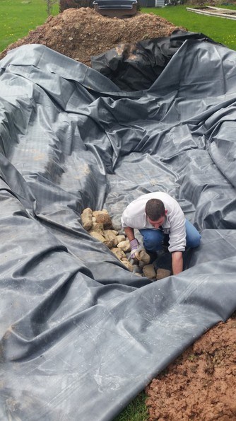 Firestone EPDM pond liner installation