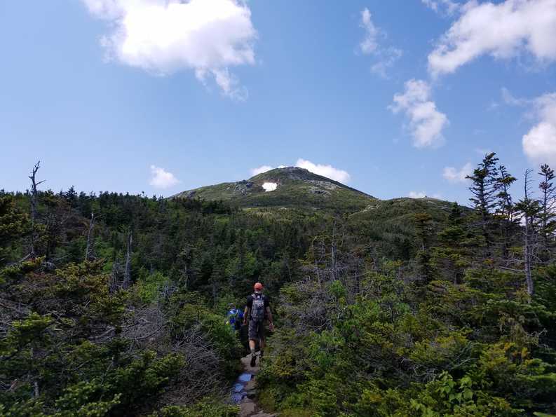 small snow pack on top of mount marcy