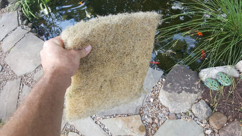 pond filter pad after being rinsed